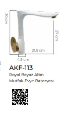 Pure Royal Beyaz Gold Mutfak Evye Armatürü Akf-113 - 2