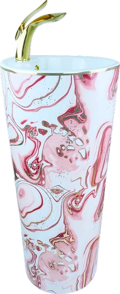 Pure Ebru Pembe  Altın  Kolon Lavabo Bb-133