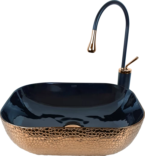 Pure Crocodile Bronz Siyah Tezgah Üstü Çanak Lavabo Bc-304