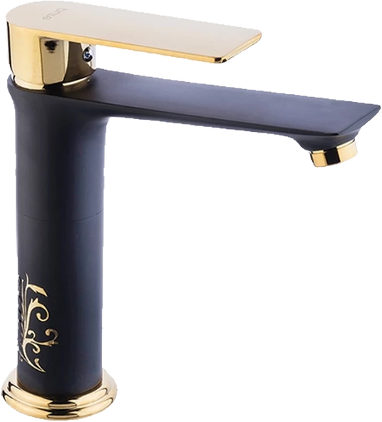 Pure Crow Tezgah Üstü Çanak Lavabo Armatürü Siyah&Altın S Bg-211 - 2