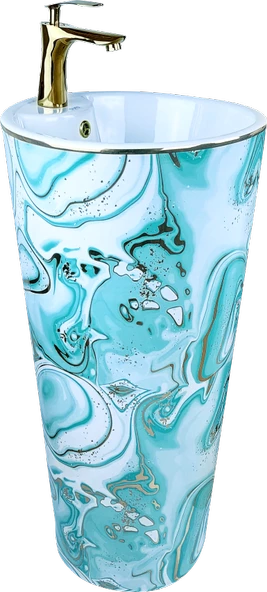 Pure Ebru Yeşil  Altın  Kolon Lavabo Bb-132