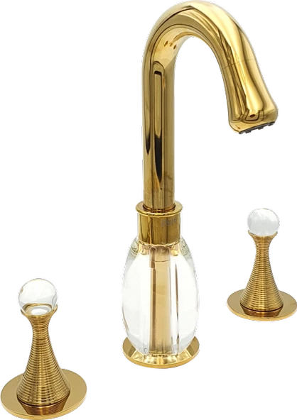 Pure Elagate Kristal Gold Üç Delikli Lavabo Armatürü Elg-103