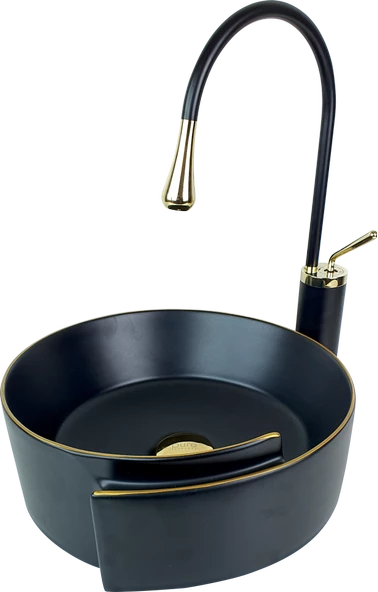 Pure Siyah Gold Tezgah Üstü Çanak Lavabo Bg-303 - 2