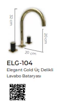 Pure Elagate Gold Üç Delikli Lavabo Armatürü Elg-104 - 2