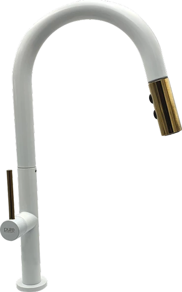 Pure Emr Beyaz Gold Mutfak Evye Armatürü Emr-102