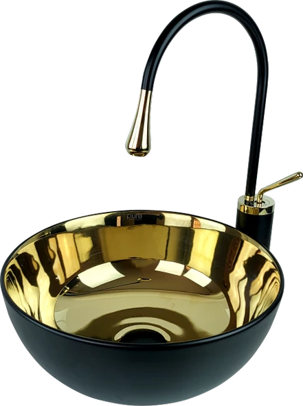Pure Siyah Gold Tezgah Üstü Çanak Lavabo Bg-306