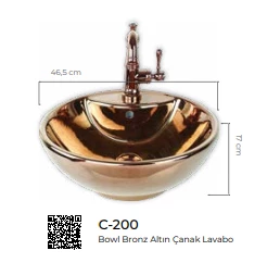 Pure Bowl Gold Tezgah Üstü Çanak Lavabo C-200 - 2