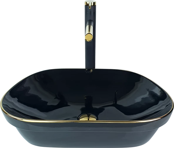 Pure Siyah Gold Line Tezgahüstü Çanak Lavabo Bg-307 - 2