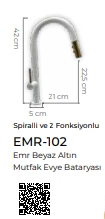 Pure Emr Beyaz Gold Mutfak Evye Armatürü Emr-102 - 2