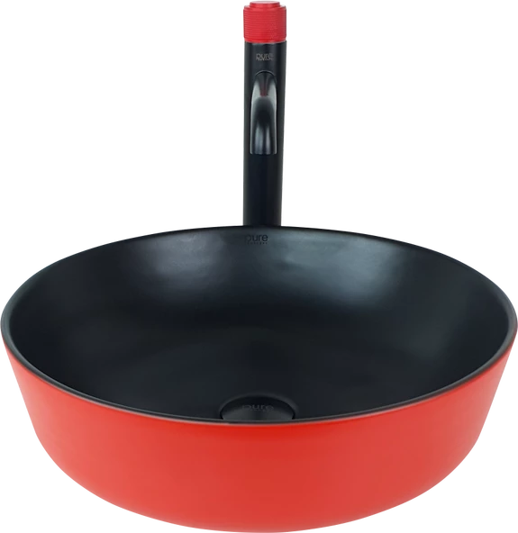 Pure Siyah Kırmızı Tezgah Üstü Çanak Lavabo Br-102 - 2