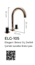 Pure Elagate Bronz Üç Delikli Lavabo Armatürü Elg-105 - 2