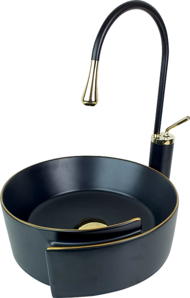 Pure Siyah Gold Tezgah Üstü Çanak Lavabo Bg-303