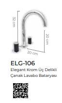 Pure Elagate Krom Üç Delikli Lavabo Armatürü Elg-106 - 2