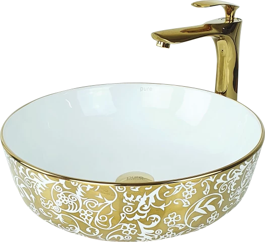 Pure Gardenia Gold White Tezgah Üstü Çanak Lavabo Gw-407