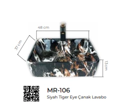 Pure Black Tiger Eye Tezgah Üstü Çanak Lavabo Mr-106 - 2