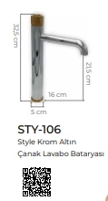 Pure Stil Krom Gold Tezgah Üstü Çanak Lavabo Armatürü Sty-106 - 2