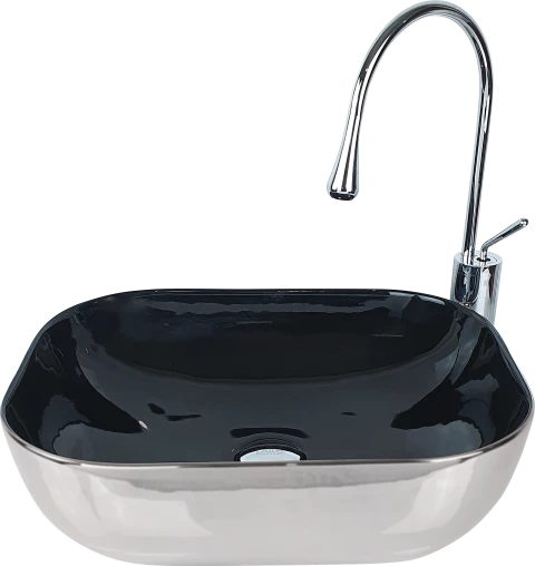 Pure Gümüş Siyah Tezgahüstü Çanak Lavabo Sb-525
