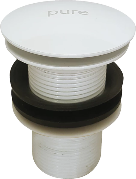 Pure Pop-Up Basmalı Sifon Üst Takım - Deliksiz / Beyaz W-03 - 2