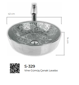 Pure Vine Gümüş Tezgah Üstü Çanak Lavabo S-329 - 2