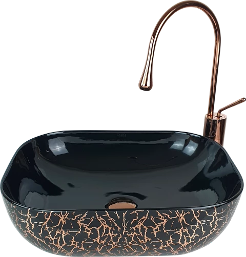 Pure Marble Parlak Siyah Bronz Tezgah Üstü Çanak Lavabo Tr-130
