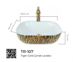 Pure Tiger Gold Zebra Tezgah Üstü Çanak Lavabo Tr-107 - 2