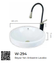 Pure Beyaz Tezgah Üstü Çanak Lavabo W-294 - 2