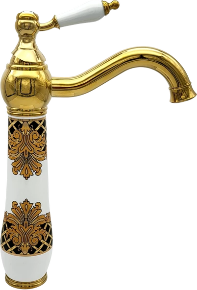 Pure White Gold Kleopatra Tezgah Üstü Çanak Lavabo Armatürü Wg-296 - 2