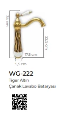 Pure Tiger Gold Zebra Tezgah Üstü Çanak Lavabo Armatürü Wg-222 - 2
