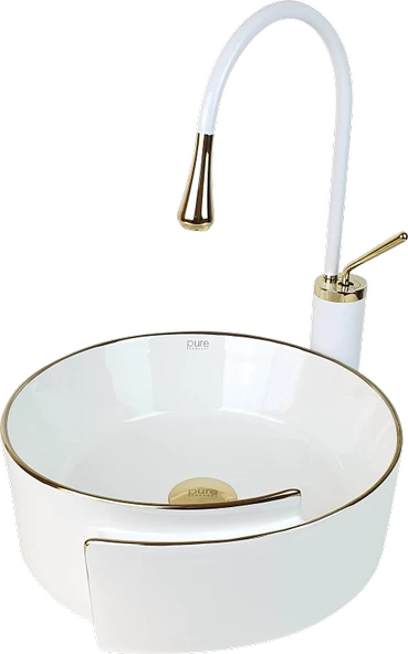 Pure  Beyaz Gold Tezgah Üstü Çanak Lavabo Wg-303