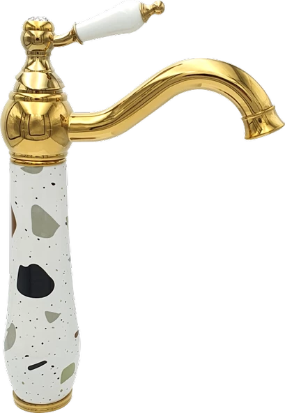 Pure Terrazzo Gold Tezgah Üstü Çanak Lavabo Armatürü Wc-214