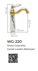 Pure Sharp Calacatta Tezgah Üstü Çanak Lavabo Armatürü Wg-220 - 2