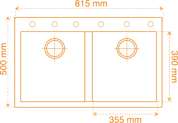 Gradde Antrasit Çift Göz Granit Evye 50X81 Cm Gr81 - 2