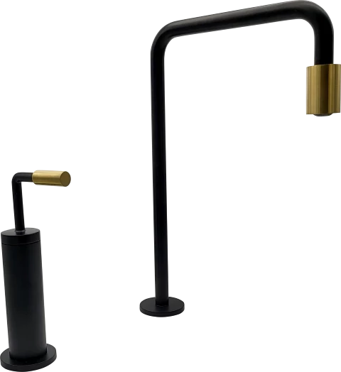 Pure Elıte Lüx Sıyah Gold Lavabo Armatürü Elg-112