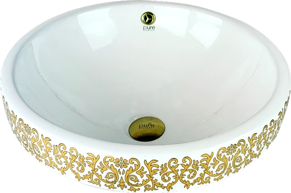 Pure Beyaz Gold Yarı Tezgah Üstü Çanak Lavabo Tr-302