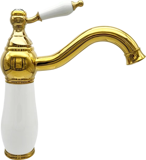 Pure Beyaz Gold Tezgah Üstü Lavabo Armatürü Wg-217