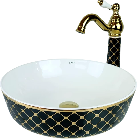 Pure Geometrık Sıyah Gold Çanak Lavabo Tr-135