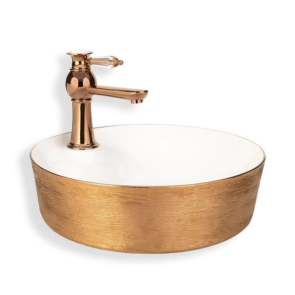 Lena Tezgah Üstü Lavabo Rose%Beyaz E-5002R