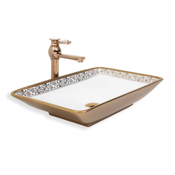Lena Tezgah Üstü Lavabo Rose&Beyaz E-8321