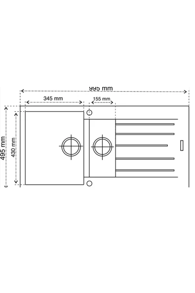 Gradde Beyaz 1,5 Göz Granit Eviye 50X100 Cm - 3
