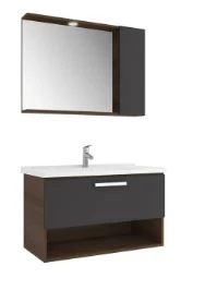 Trevı 100Cm takım Banyo Dolabı Antrasıt/Cevız
