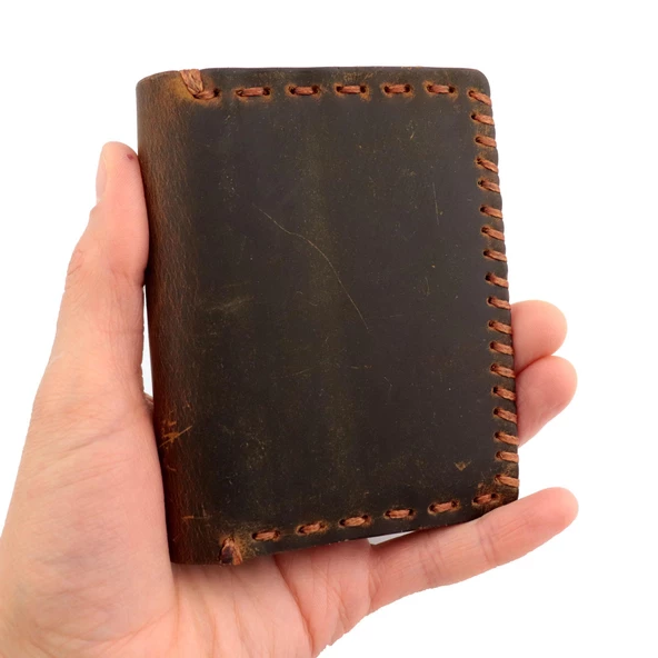 Vintage Görünümlü Gerçek Deri Erkek Kartlık Anahtarlık Set - 5