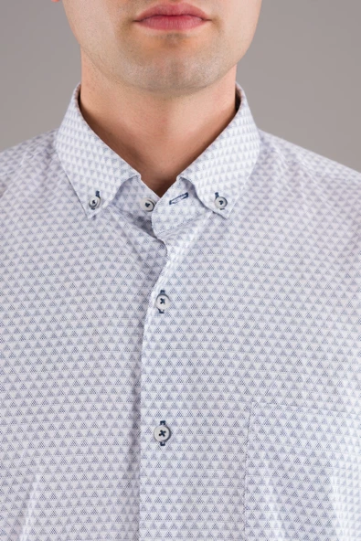 BİCAN KLASİK KESİM CEPLİ DESENLİ  UZUN KOL GÖMLEK - Resim 9