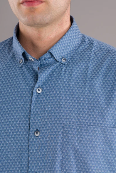 BİCAN KLASİK KESİM CEPLİ DESENLİ  UZUN KOL GÖMLEK - Resim 5