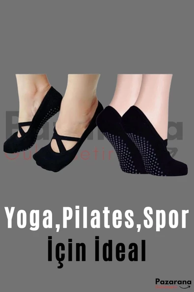 3 Lü Paket Kaydırmaz Bayan Dans Pilates Ve Yoga Çorabı Kadın Çorabı Bayan Çorabı Babet - 4