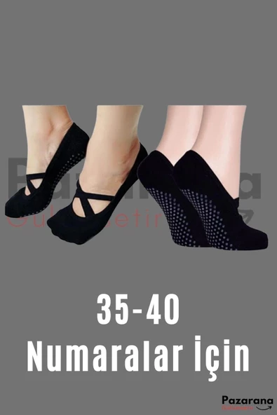 3 Lü Paket Kaydırmaz Bayan Dans Pilates Ve Yoga Çorabı Kadın Çorabı Bayan Çorabı Babet - 5