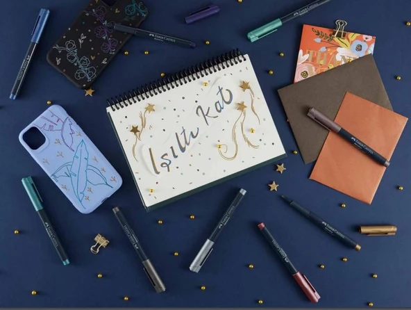 Gümüş Gri Metalik Marker Kalem 1.5 mm Keçe Uçlu 1 Adet Faber Castell Gümüş Gri Metalik Marker Kalem 1.5 mm Keçe Uçlu 1 Adet - 2