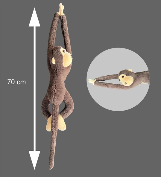 Peluş Maymun, Elleri Yapışabilen Uyku ve Oyun Arkadaşı -70 cm - 6