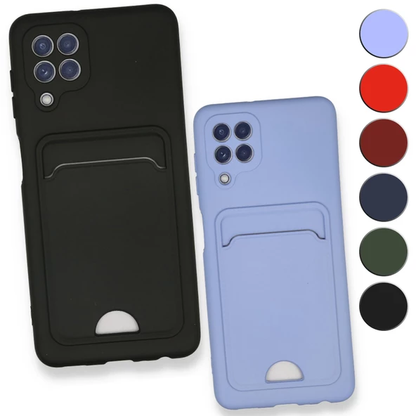 FitCase Samsung Galaxy A22 Cardy Soft Delikli Kartlık Cepli Silikon Kapak