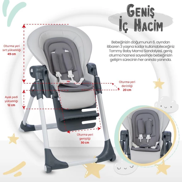 TommyBaby Premium Lüx Mama Sandalyesi - 5