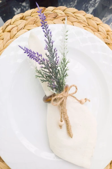 6 Adet Vintage Ahşap Halkalı Lavanta Peçete Yüzüğü - Resim 3